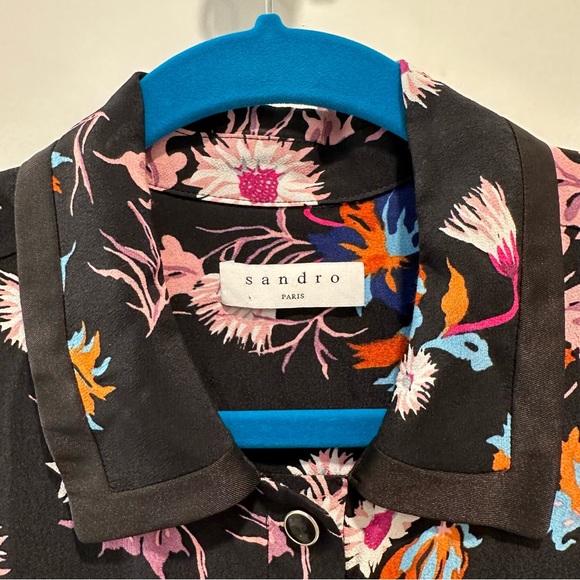 SANDRO PARIS Olivier Floral-Print Wide Leg Jumpsuit Size 34 - Picture 6 of 12